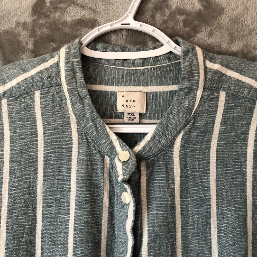 A New Day Green Striped Button-Up Dress Size XXL Plus